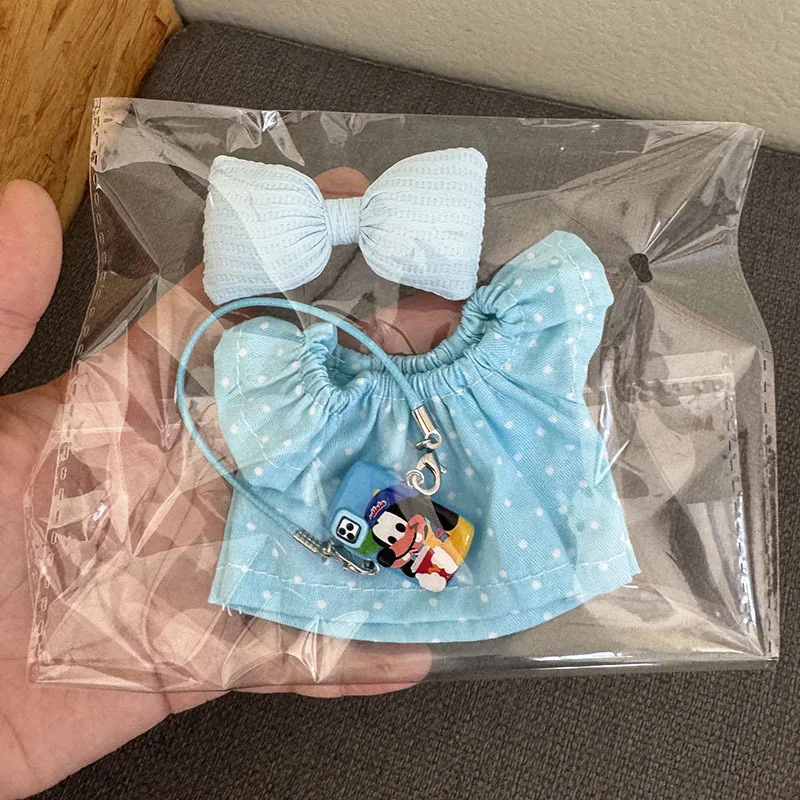 Für 17 cm Labubu Puppe Kleidung Zubehör Mini Tasche/Kleid/Haar Ornamente Kits Puppe Dress Up 3 teile/satz – Detail 11