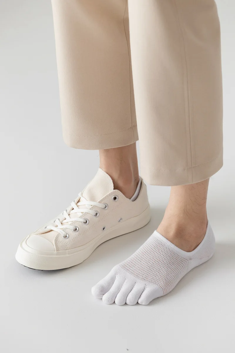 3 Paar Herrenmode offene Zehen schweiß absorbierende Boots socken Baumwolle atmungsaktive unsichtbare Knöchel kurze Socken elastische Mann Fingers ocken – Detail 16