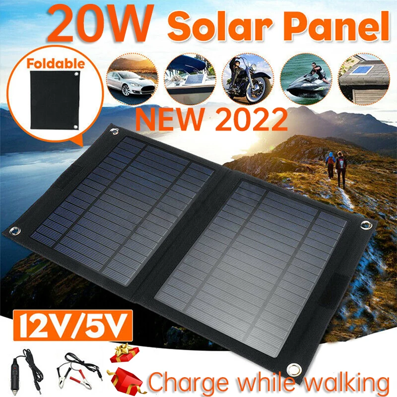 

20W Folding Solar Polycrystalline Board Portable Polysilicon Silicon Package Mobile Phone Charging Power Supply for Outdoor Camp