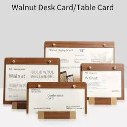 Clip Board A4 Walnut Table Card Table Top Display Menu A4 Vertical Price Sign Solid Wood Vertical Sign Display Shelf Table Sign