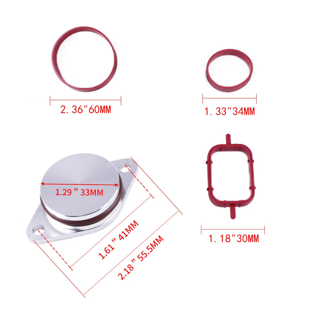 22mm/33mm BMW 스월 플랩 삭제 키트 - M47/M57/N47 엔진용 알루미늄 블랭크 및 비톤 씰