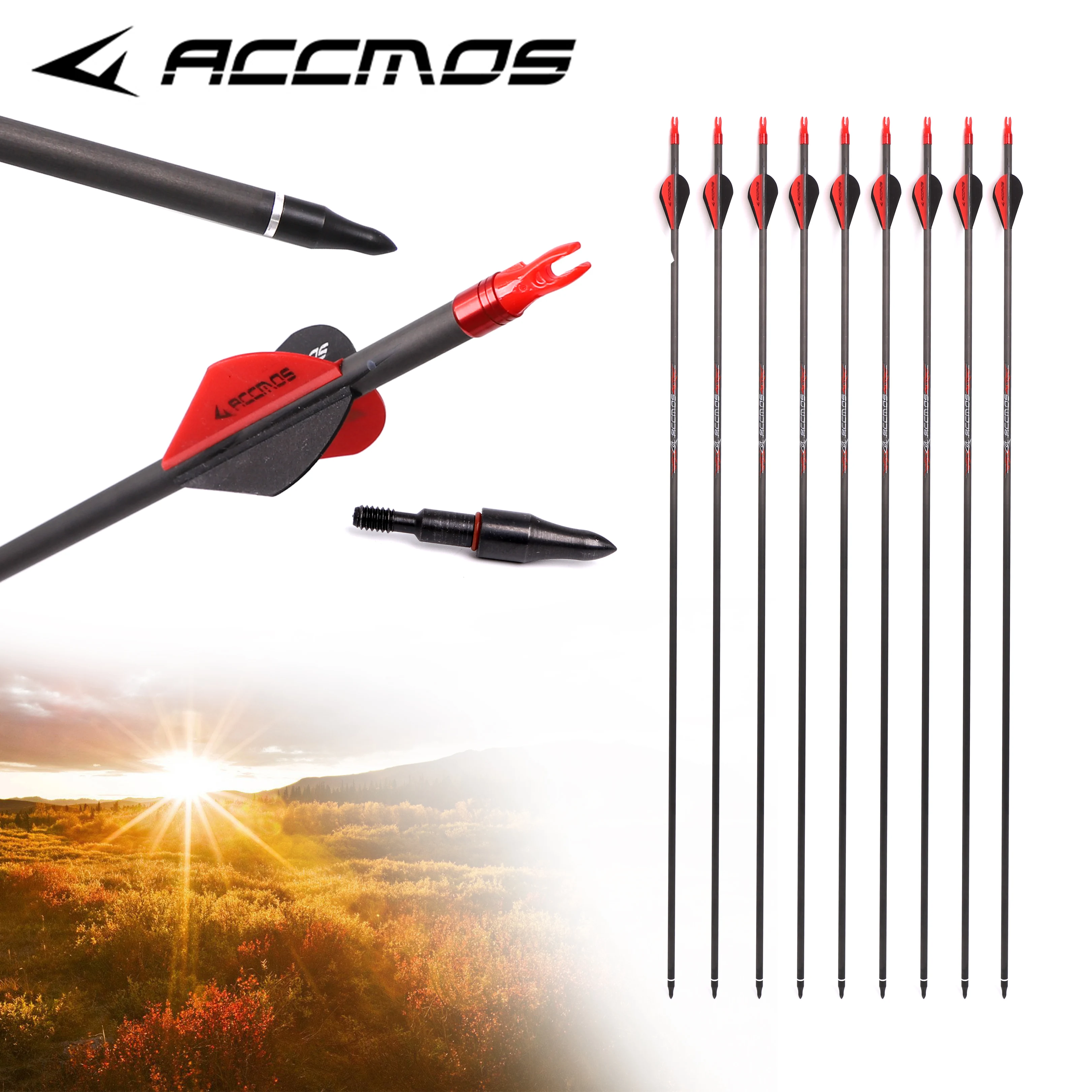 6/12pcs Pure Carbon Arrow ID 6.2mm Shaft 32in Spine 250 300 350 400 500 600 700 800 For Bow Archery Hunting Shooting Training