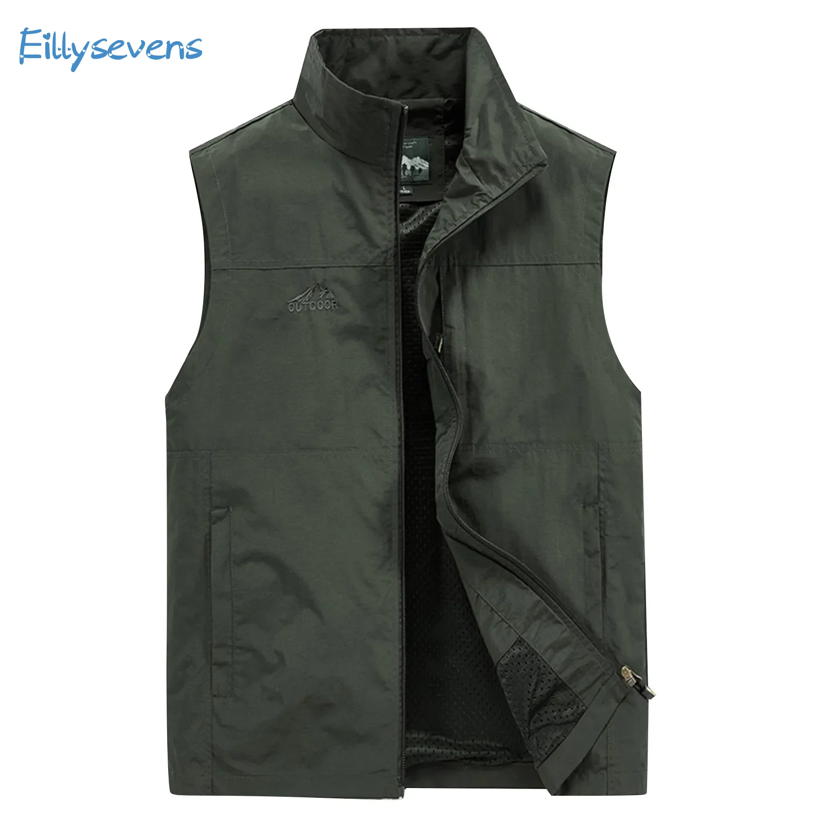 

Fashion Men Vests Tops Casual Solid Color Simple Straight Fitting Waistcoat Outdoor Camping Fishing Quick-Drying Zipper Vests