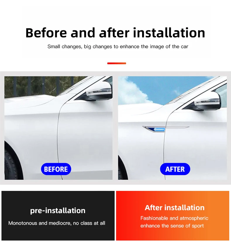2Pcs Car Metal Emblem Door Mudguard Sticker Auto Body Decoration For Nissan Sylphy N7 Teana Qashqai Note J10 J11 Navara Juke GTR