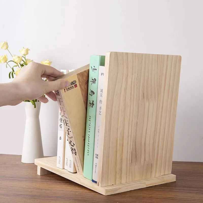 Magazine Shelf Office Bookshelf Books Desk Rack Print Floor Racks Desktop Table Organizer Wood Folding Furniture Space Savers