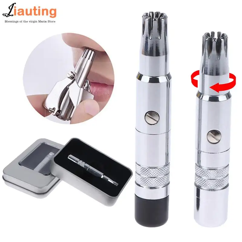 

Триммер для волос в носу нержавеющая сталь ручное мужское устройство для удаления волос в носу и ушах Вибрирующая бритва водонепроницаемое моющееся портативное Бритье