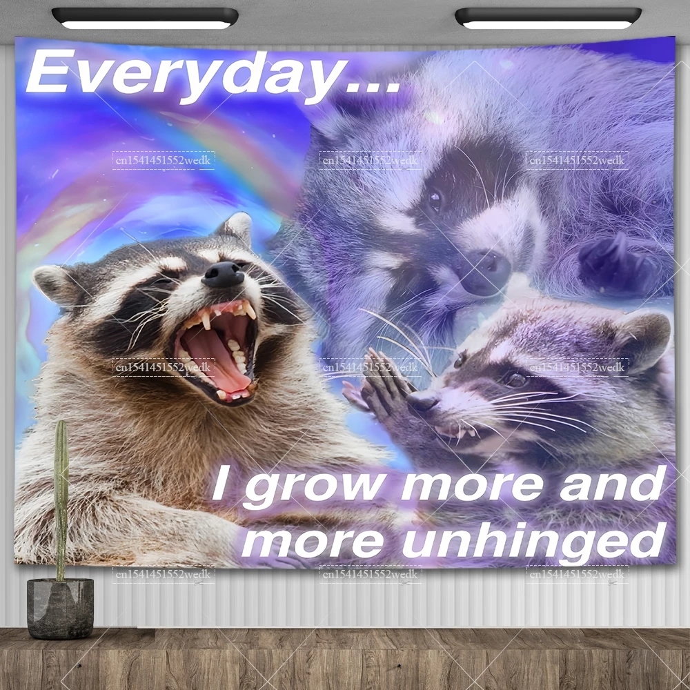 Believe In ABLE Self Tapestry Cartoons Raccoon Stay Trashy Meme Tapestry Wall Hanging Aesthetic Bedroom Decor Racoon Flag Banner tapestry decorations