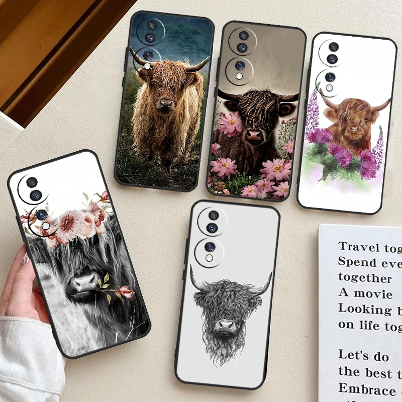 Highland Cow Custodia In Arte Scozzese Per Honor X8A X9A X6A X7A X6 X7 X8 X9 X8B X9B Honor 90 Lite 70 50 Magic 5 6 Pro Cover