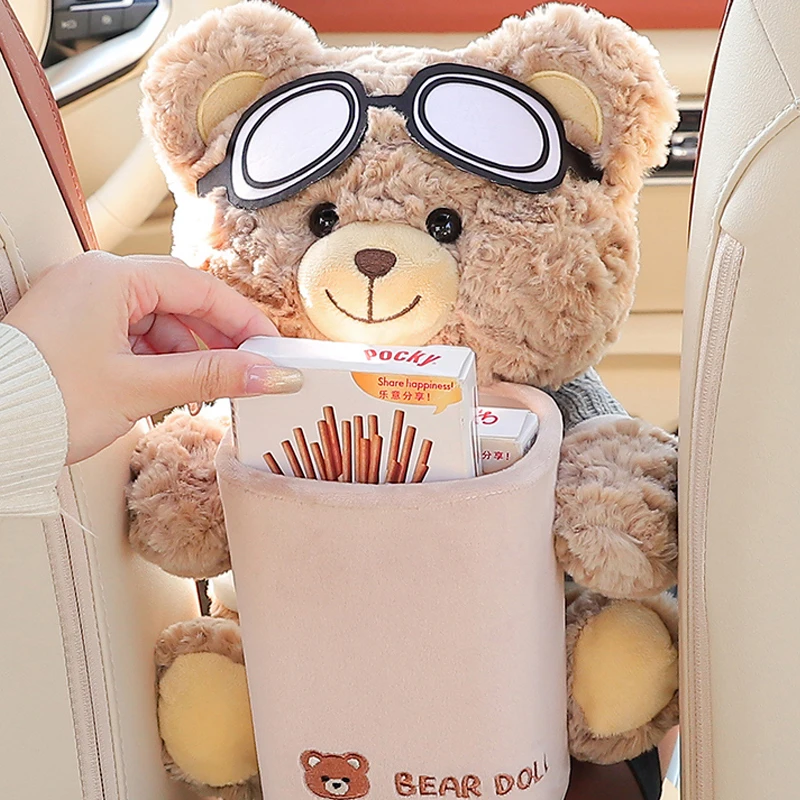 Cartoon Cute Car Tissue Box Creative Car Armrest Box Garbage Can 2 In 1 Tissue Bag Multi-functional Storage Bag for Home Office car storage bag,car trash can,car armrest storage box