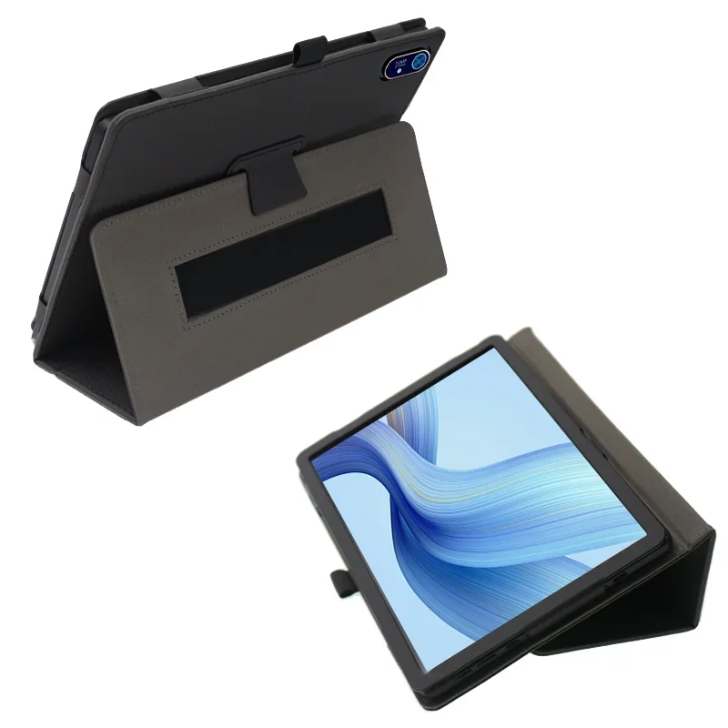 Premium Folio PU Leather Tablet Case with Magnetic Cover and Hand Strap, 10.1-Inch