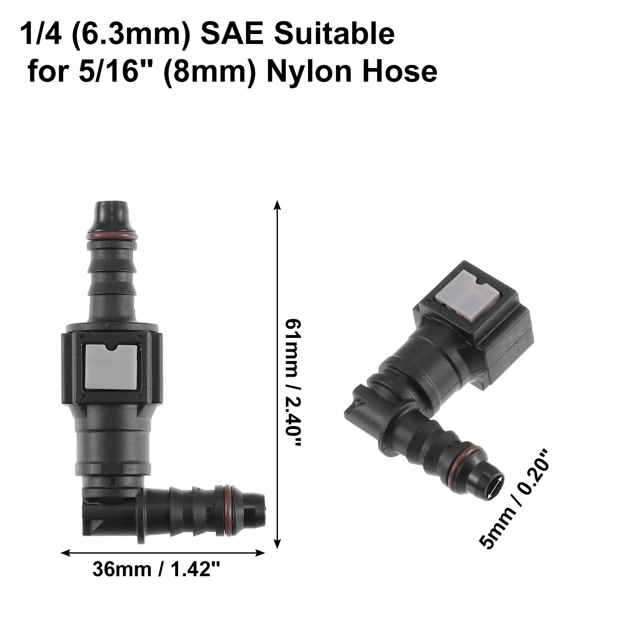 Fuel Line Hose Quick Release Connector 2 Set 4Pcs 6.3mm 7.89mm 8mm 90 Degree Bend Disconnect Hose Fuel Line Coupler