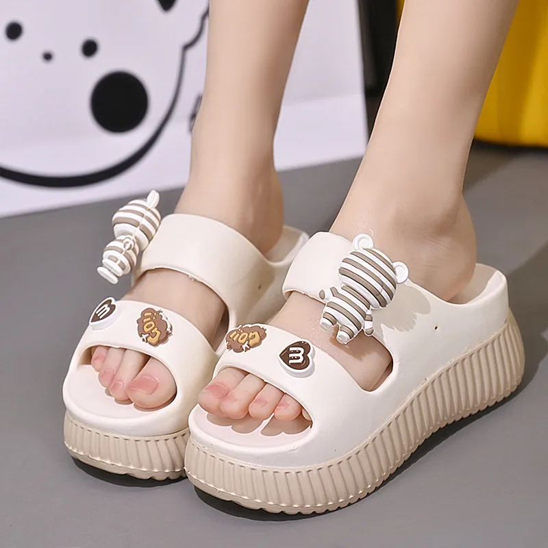 Women Chunky Platform Sandals Casual Anti-slip Slides Summer Sweet Slippers Woman Fashion EVA Outdoor Beach Slippers Flip Flops