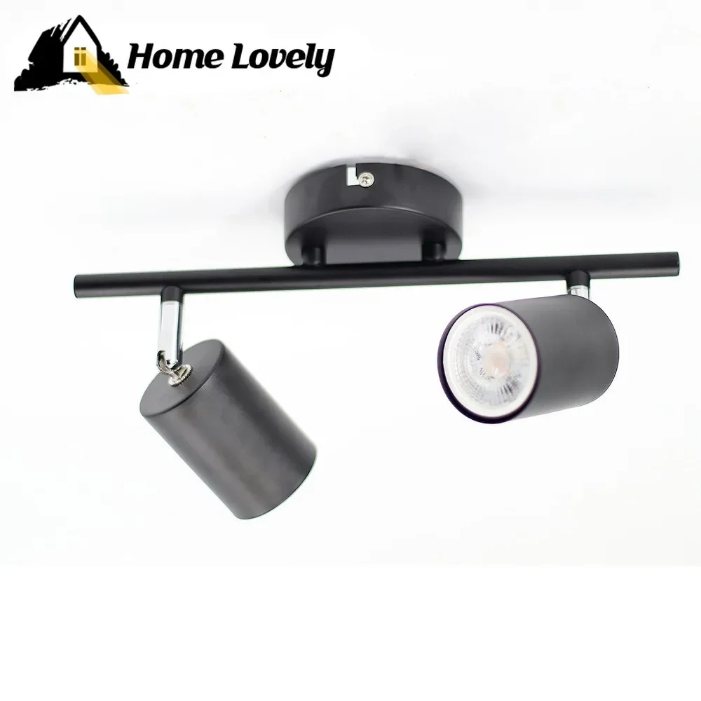 

2 Heads Led Spotlight Surface Mounted Fixture Black Carved Ceiling Lamp for Living Room Kitchen Home Decoration Lighting Set