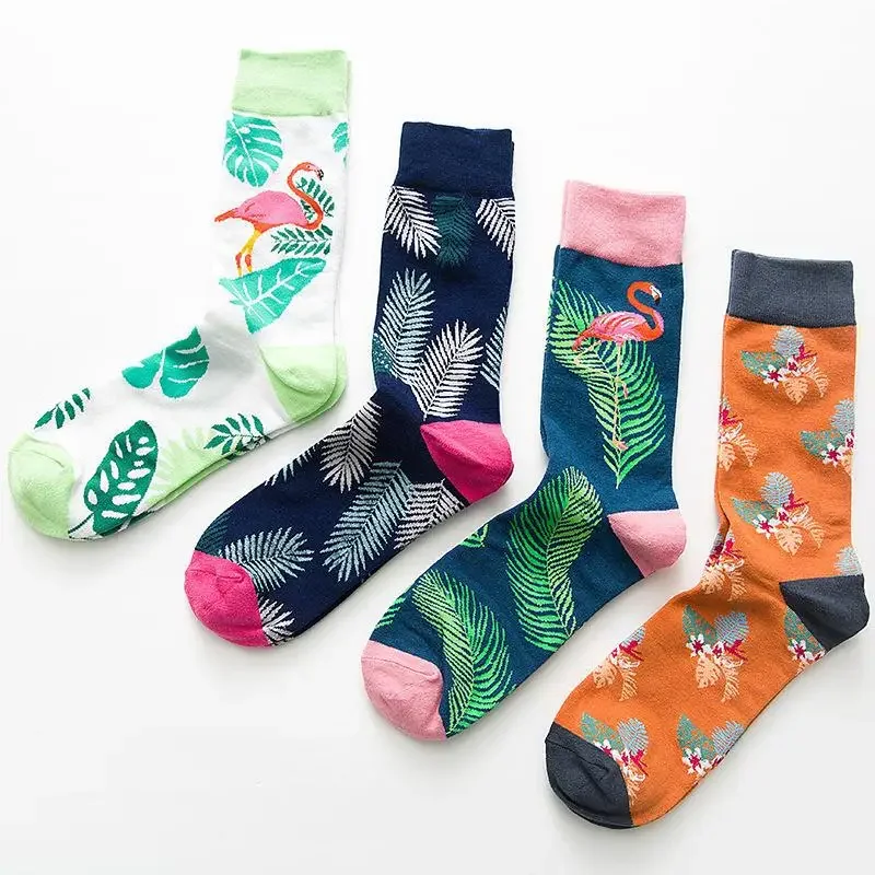 Fashion Wild Animals Tiger KingKong Flamingo Unisex Men Happy Socks Street Skateboard Harajuku Funny Boys Male Cotton Sox 3