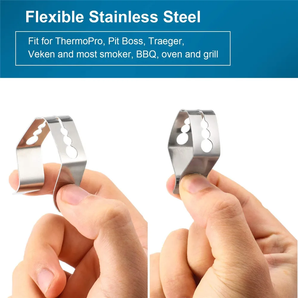 Stainless Steel Meat Temperature Probe Clips, Mini Grill Clip Meat