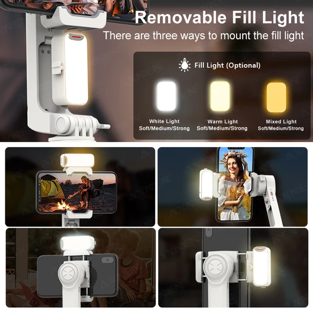 Estabilizador AXNEN A10 con varilla de extensión de luz , Selfie remoto para teléfono móvil para iPhone Samsung * COMPRA INTERNACIONAL* 2