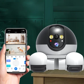 WIFI Dual Lens Robot Camera Dual Screen Monitoring 1080P HD AI Security Surveillance Camera Auto Tracking Baby Pets Monitor 1