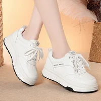 Casual Sports Shoes Women Spring Autumn Soft Leather Sole Comfortable Leather Shoes Versatile Thick Sole White Shoes Fashionable - Image 2
