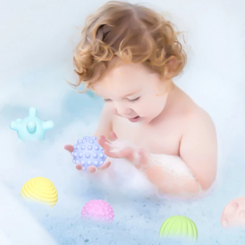 Montessori Toys Baby 0 12 24 36 Months Children's Ball Grip Ball Hair Ring Soft Rubber Playing Toys Rubber Ball Pinch Ring 3