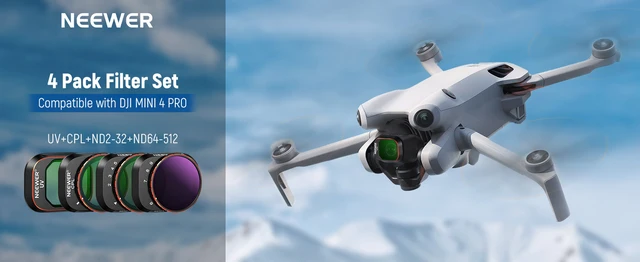 Set Filtri ND E CPL Neewer Per DJI Mini 4 Pro - ND16/ND64/ND256/CPL, Vetro Ottico HD