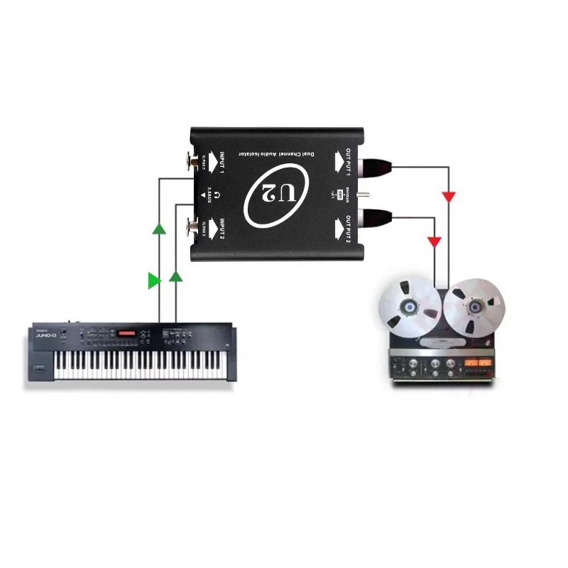 새로운 U2 오디오 절연기 3.5에서 XLR 듀얼 채널 전류 사운드 절연기로 전류 소음 제거