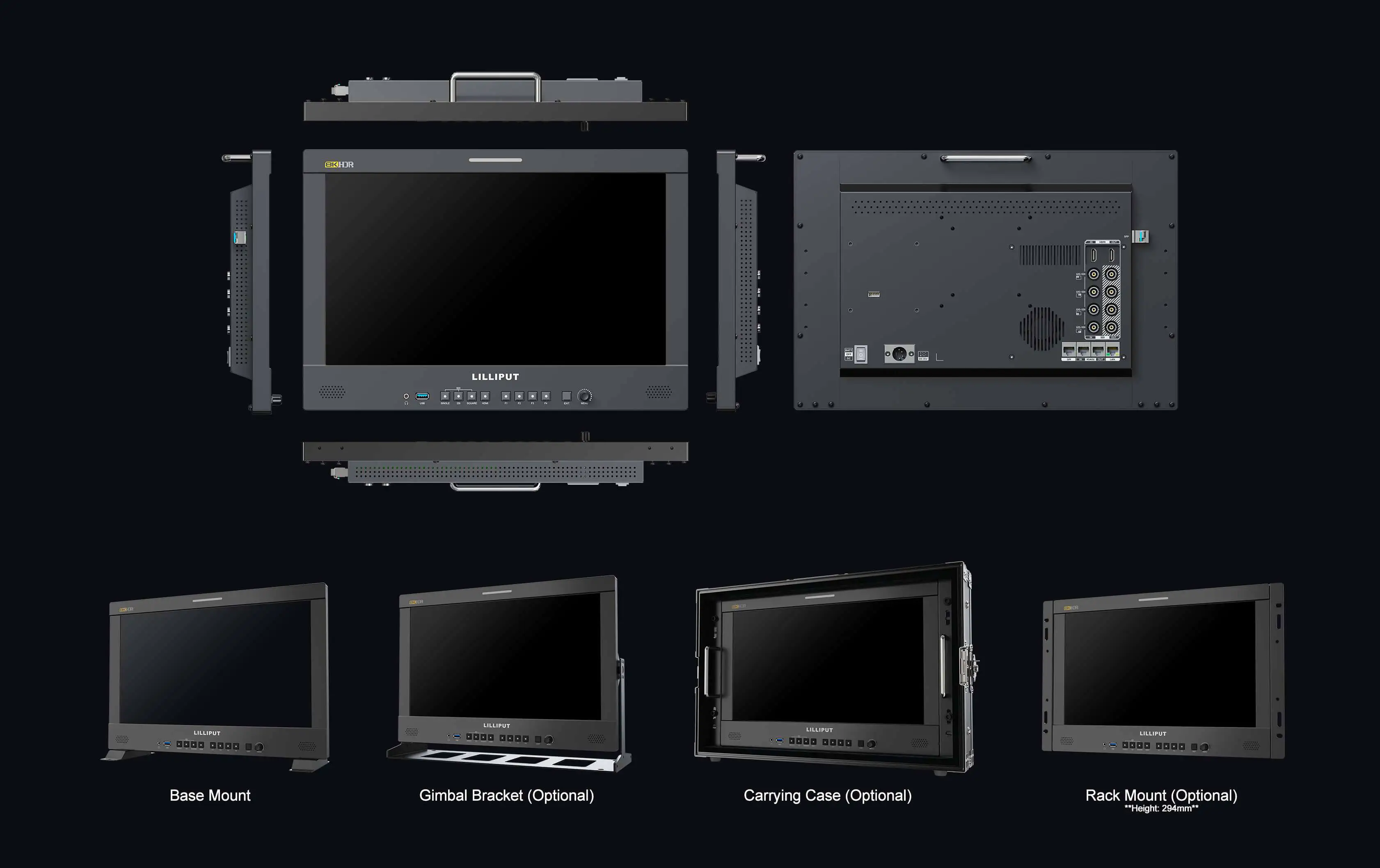 Q18-8K 17.3 inch 8K 12G-SDI 3840*2160 400nits studio production monitor Optional