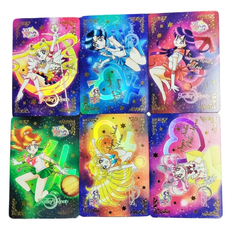 

12pcs/set Chibiusa Tsukino Usagi Mizuno Ami Animation Characters Refraction Flashcards Anime Classics Game Collection Cards Toy