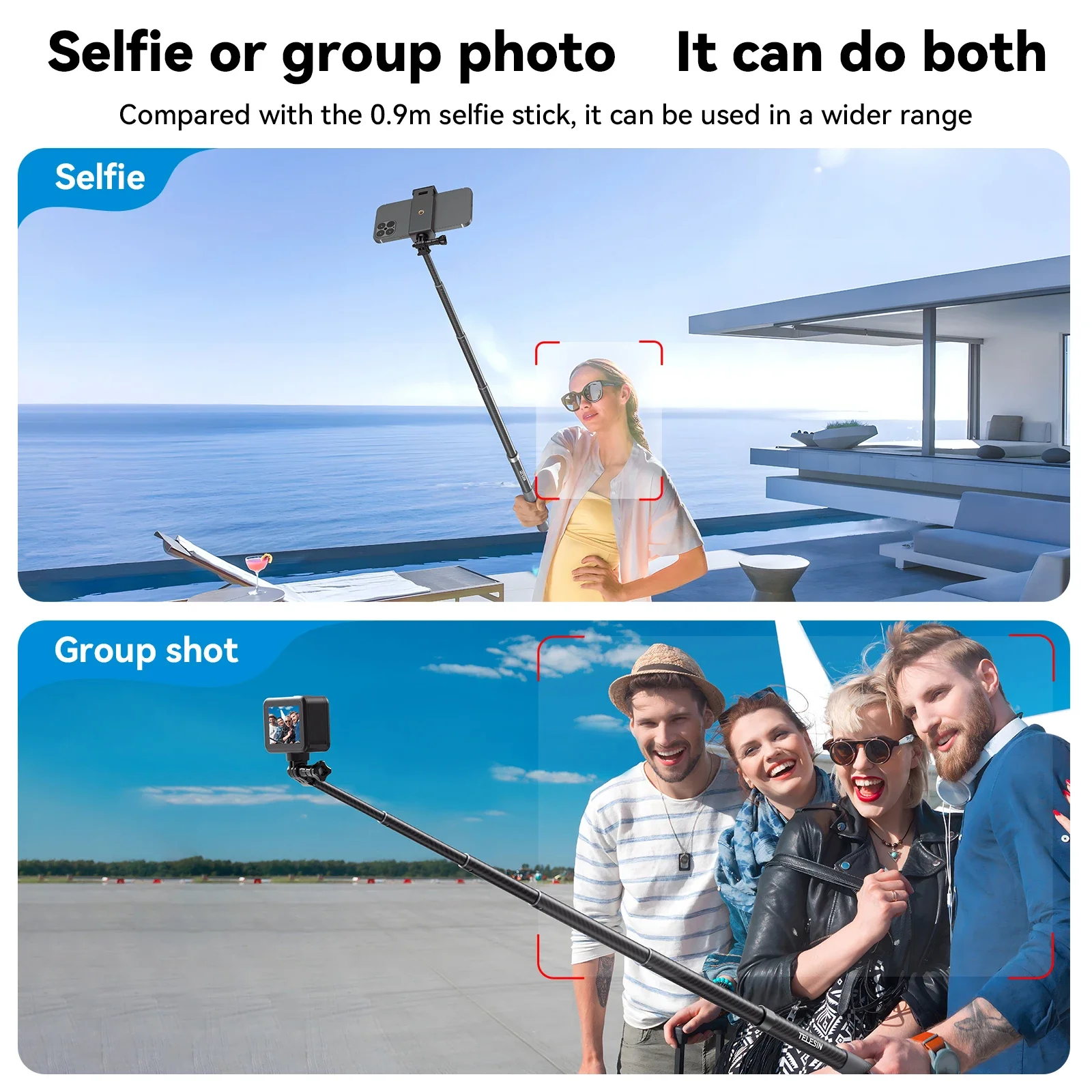 3M Invisible Carbon Fiber Selfie Stick for Gopro DJI Insta360 Accessories