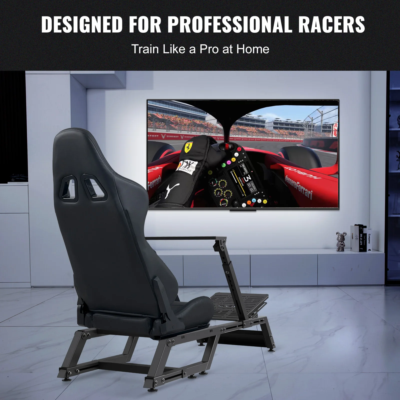 VEVOR Pre-installed Steering Racing Wheel Stand Universal Base Fit for Logitech/Thrustmaster/Fanatec Multi-Position Adjustable 6