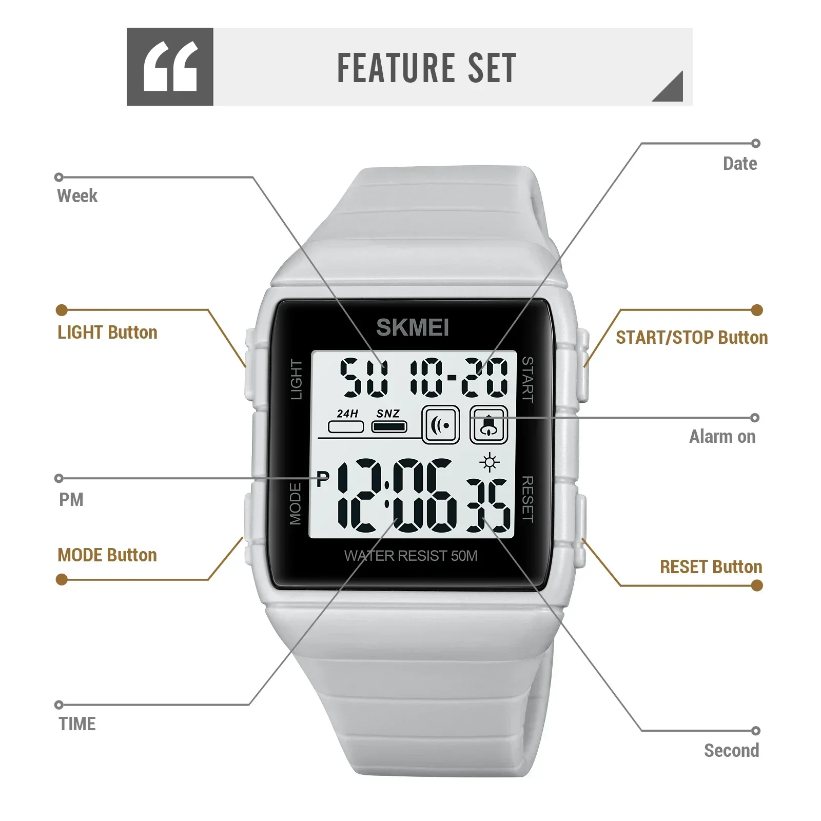 SKMEI 1960 hombre Japan Digital movement Mens Sport Watch  Military Countdown Alarm Clock 5Bar Waterproof LED Light Wristwatch 5