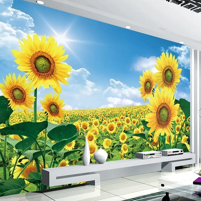 Custom 3D Wall Murals Wallpaper Sunflower Photo Painting Pastoral Bedroom Living Room Sofa TV Background Home Decor Tapety Art