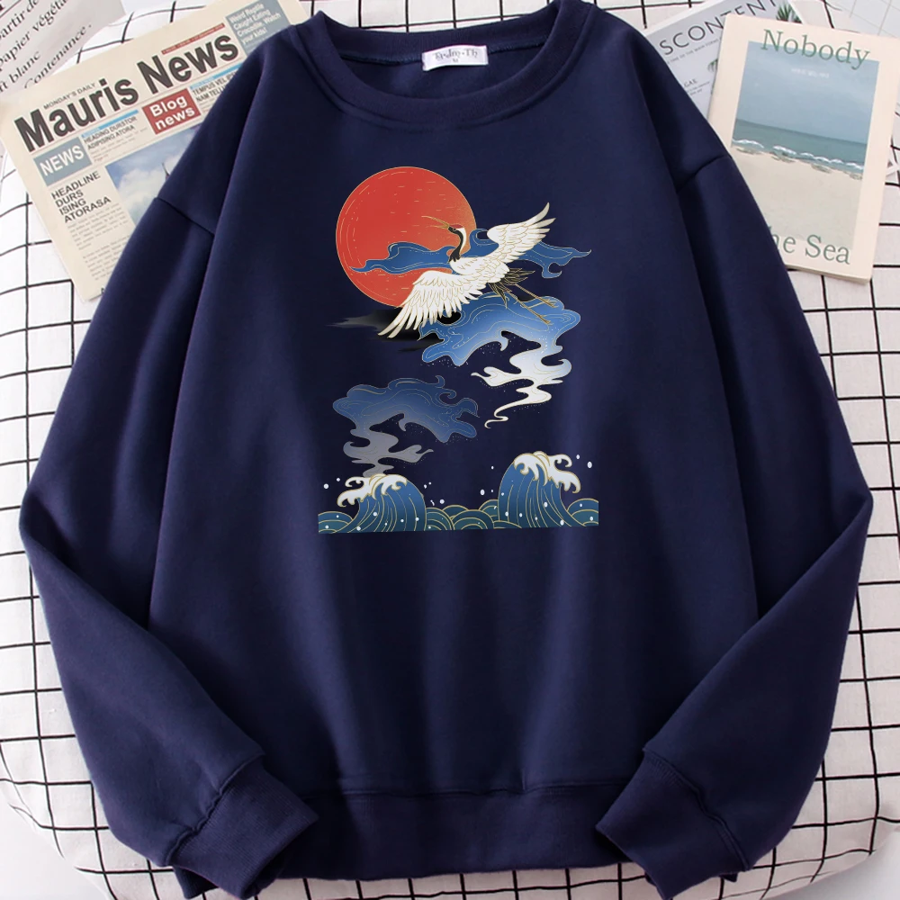 

Hot Sale Warm Brand Mens Hoodies Beautiful Sunset Crane Printing Hoody Comfortable Casual Male Hoodie Oversized Winter Sportwear