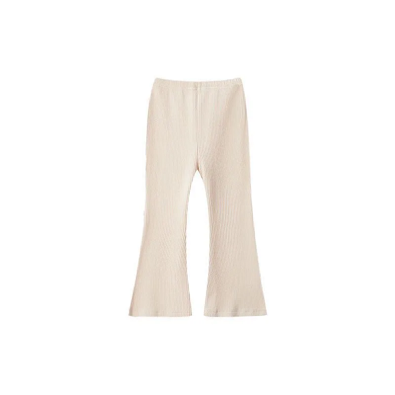Girls Spring Flared Trousers Cute Solid Color Leisure Pants