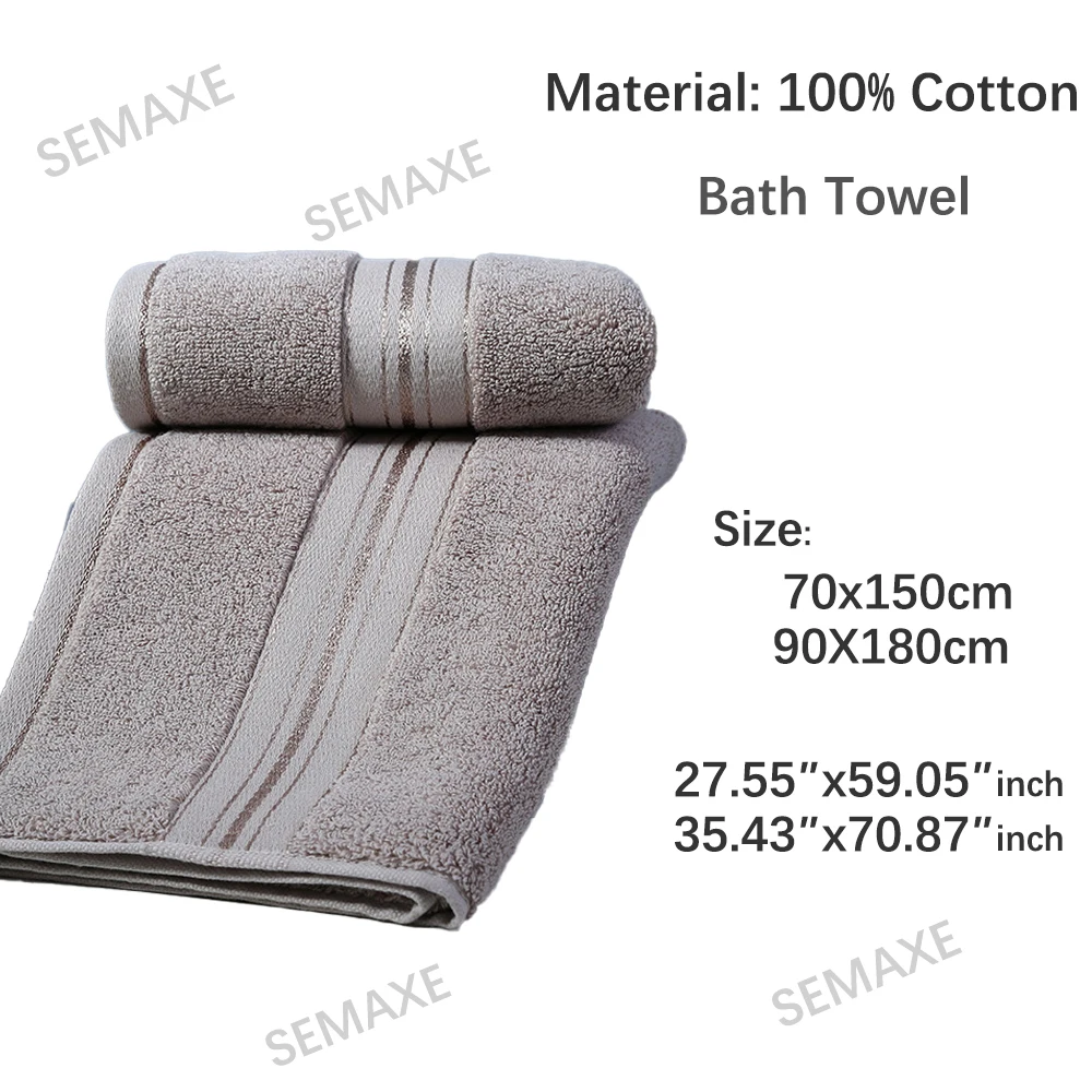 Bath Towel Household 90*180 Larger Cotton Towel Absorbent Thicker Male and Female Couples Towels Bathroom Gray