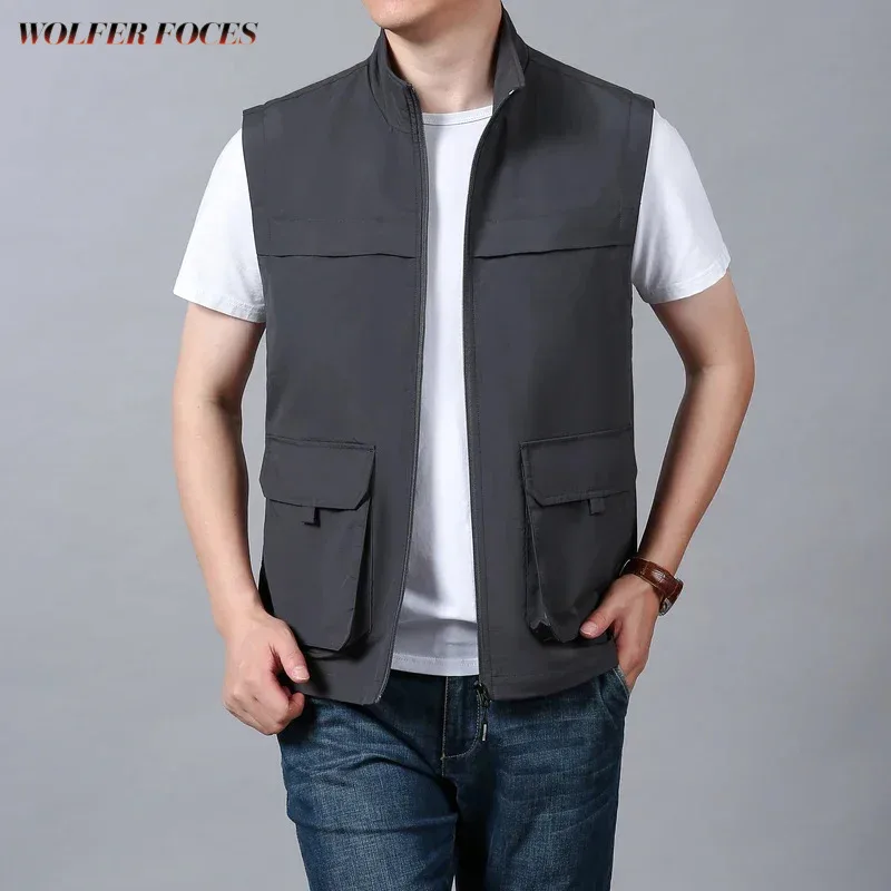 

Мужской спортивный жилет для кемпинга и рыбалки, большие размеры, тактический охотничий жилет для мотоциклиста, роскошная верхняя одежда для работы с подкладкой