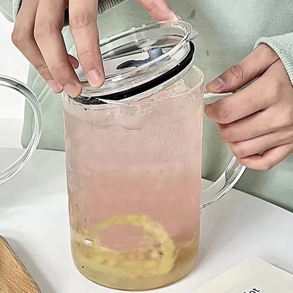 1L Glass Tumbler with Lid and Straw - Versatile Glass Cup