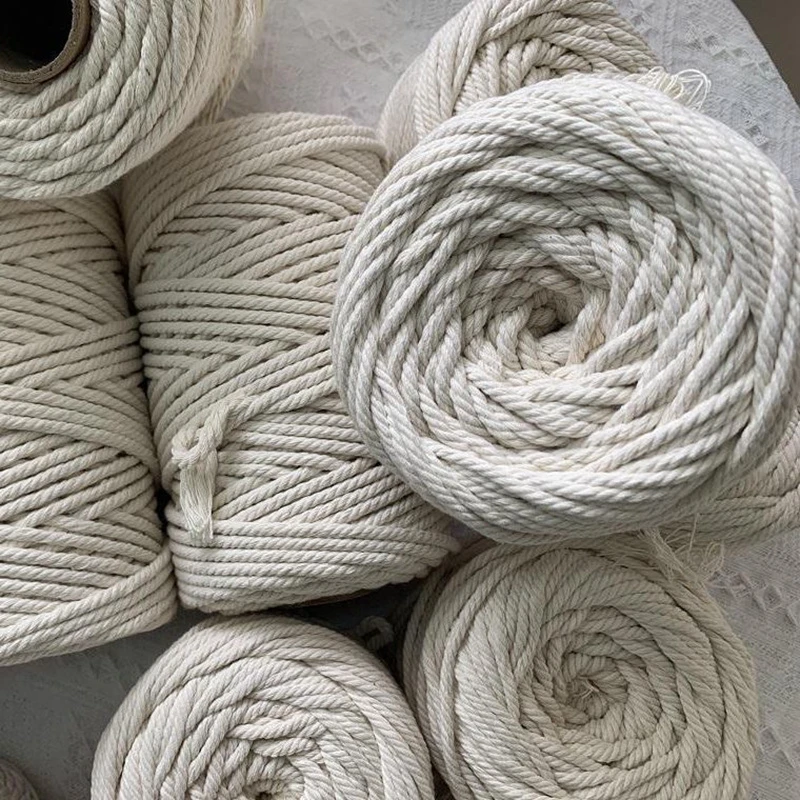 Cotton Macrame Cord String Rope Ribbon Crafts DIY 2mm 3mm 4mm Beige Rope Braided Manual Sewing Bohemia Wedding Home Decoration
