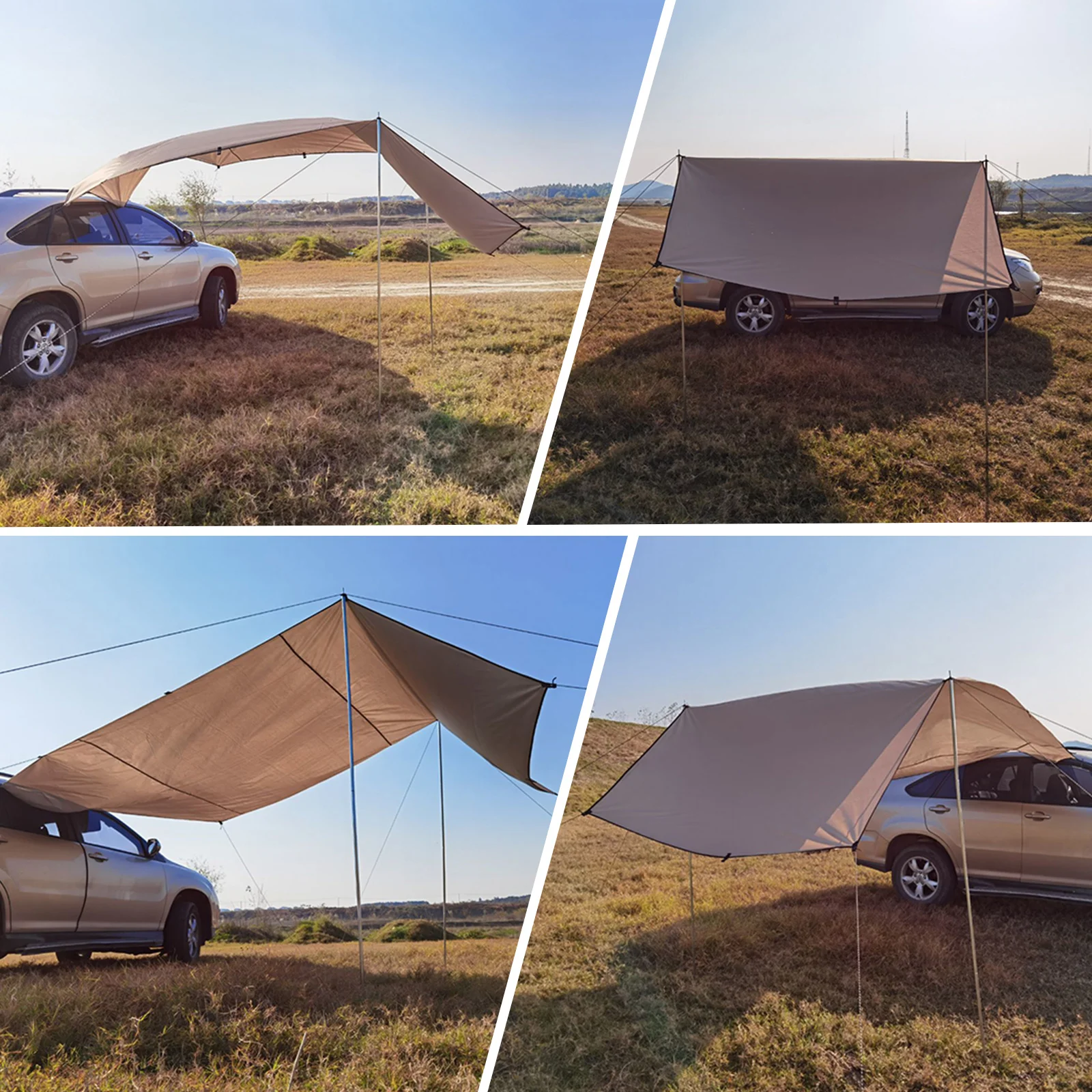 Tente de toit de voiture étanche, ombre d'abri, côté camping, auvent de voiture, tente de camping portable UV, toit d'automobile, modification de la pluie