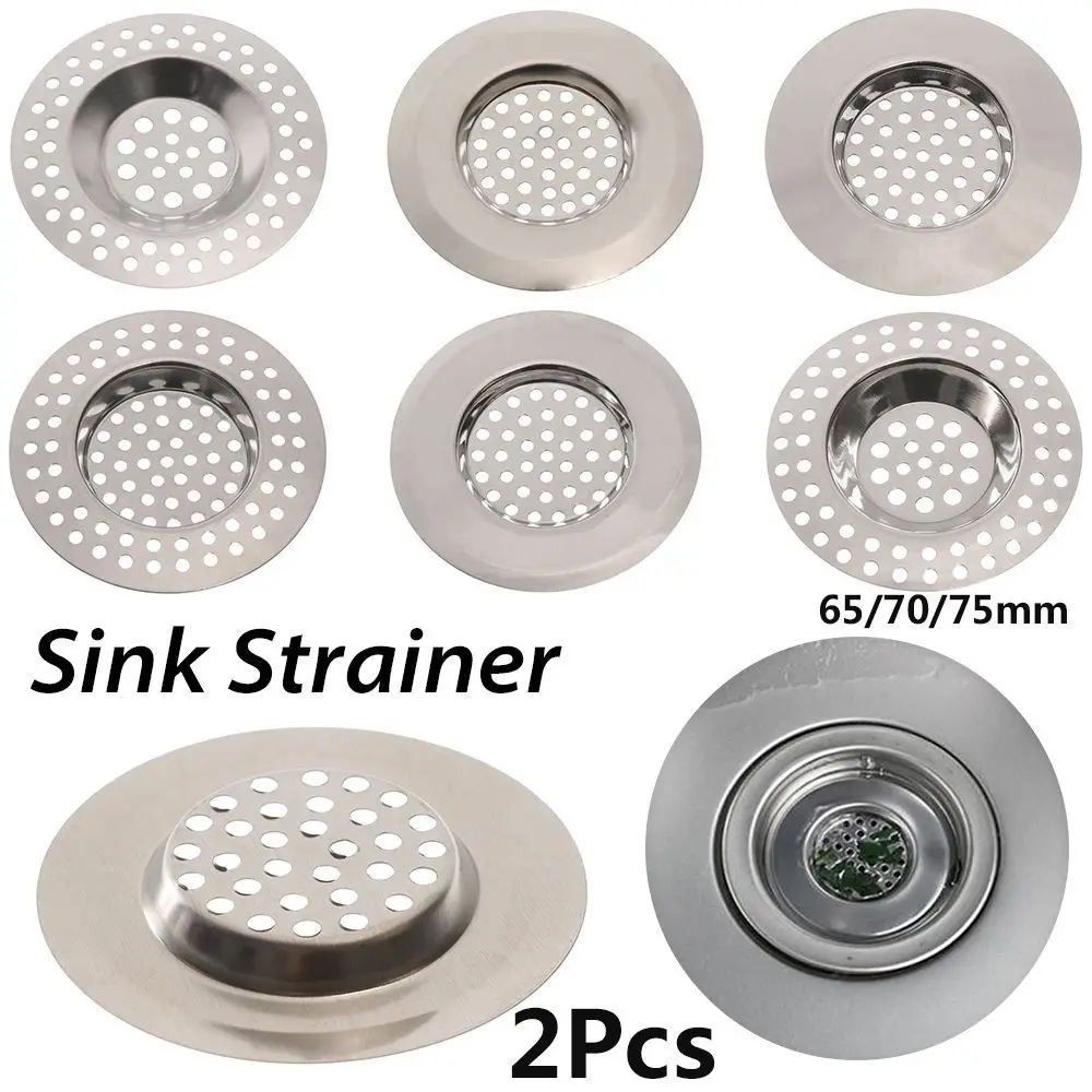 

2Pc Stainless Steel Sink Strainer Anti Clog Drain Filter Mesh Trap Waste Catcher Bathtub Hair Clean Up Bathroom Accessory 7Types