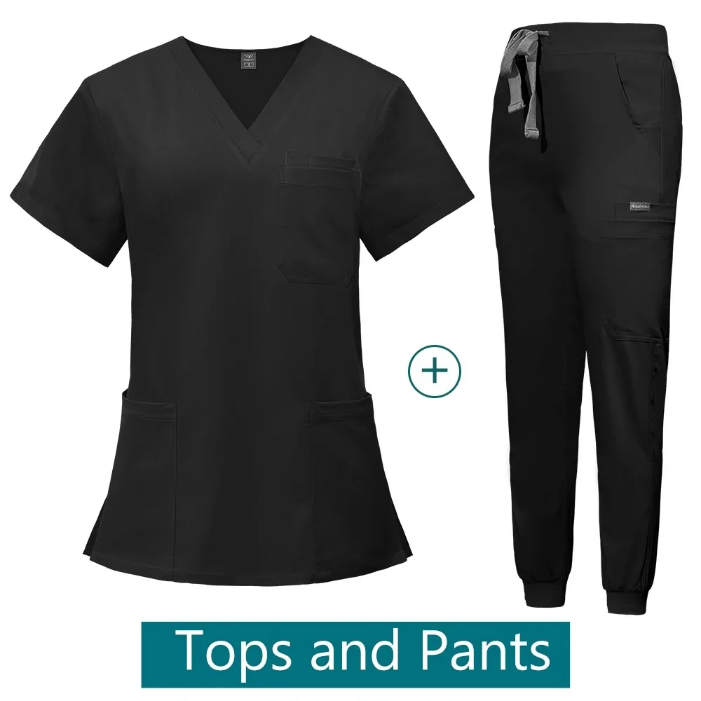 Women's Multicolor Medical Scrub Set - V-neck Top & Jogger Pants