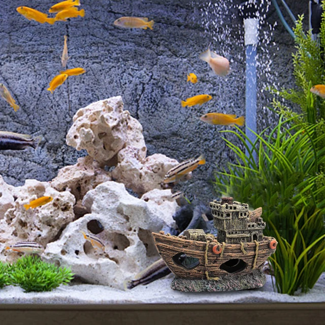 Mini Pirate Ship Resin Miniature Aquarium Fish Tank Ornaments Gifts  Landscape Aquarium Decorations Boat Statue For Fishes Hide - AliExpress