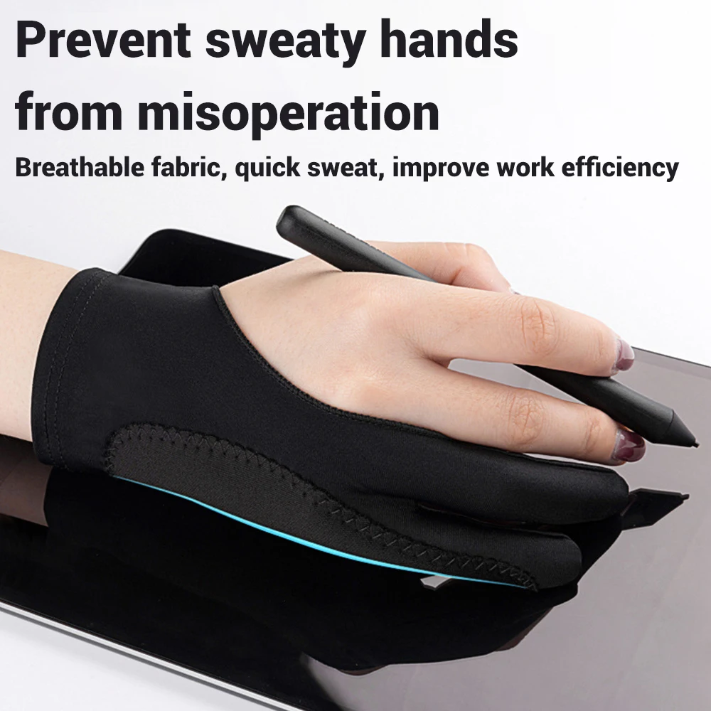 Anti-touch Two Finger Tablet Stylus Pen Gloves Drawing Sweat-proof