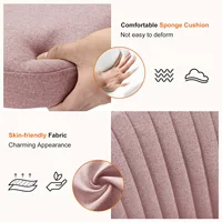 JHK Armless Small Desk Office Chair Cute Vanity Swivel Chair with Back Modern Fabric with Wheels Swivel Task Home Gaming Chair - Image 5