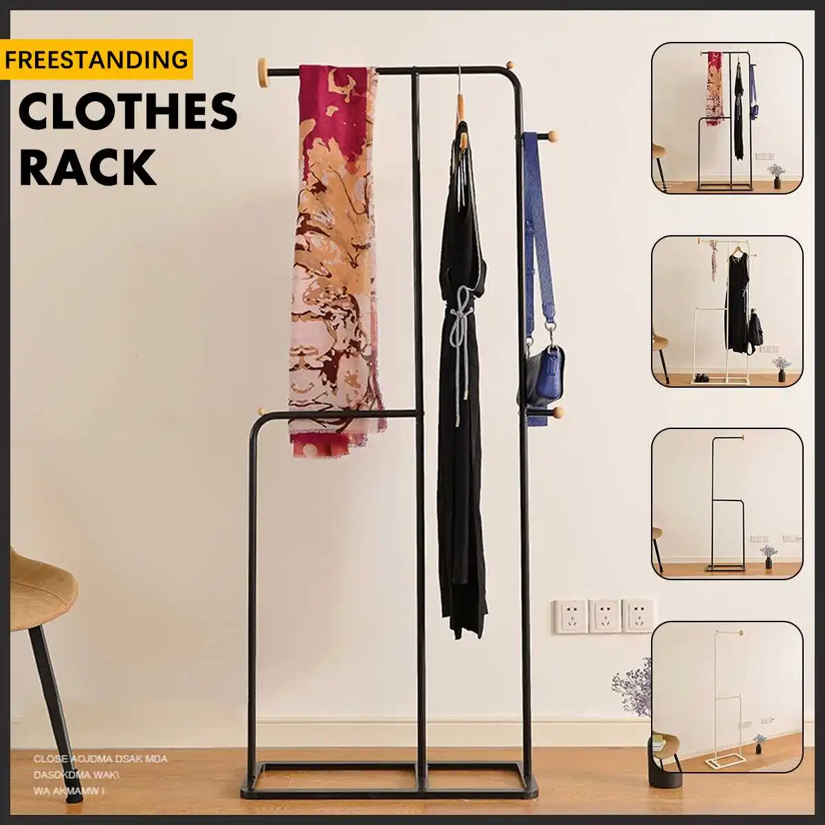 Metal Coat Rack Assembled Living Room Floor Hat Clothing Display Stand Home Furniture Multi Hooks Hanging Clothes Storage Shlef 1