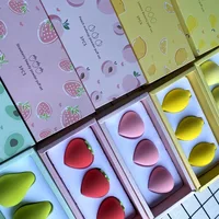 3pcs/set Fruit Shape Makeup Sponge Soft Cute Peach Strawberry Cosmetic Puff For Foundation Concealer Cream Dry/ Wet Dual Use 2