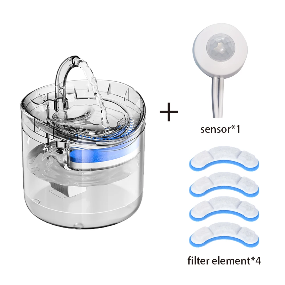 Automated Sensor Pet Water Fountain - Food Grade Transparent Plastic Dispenser