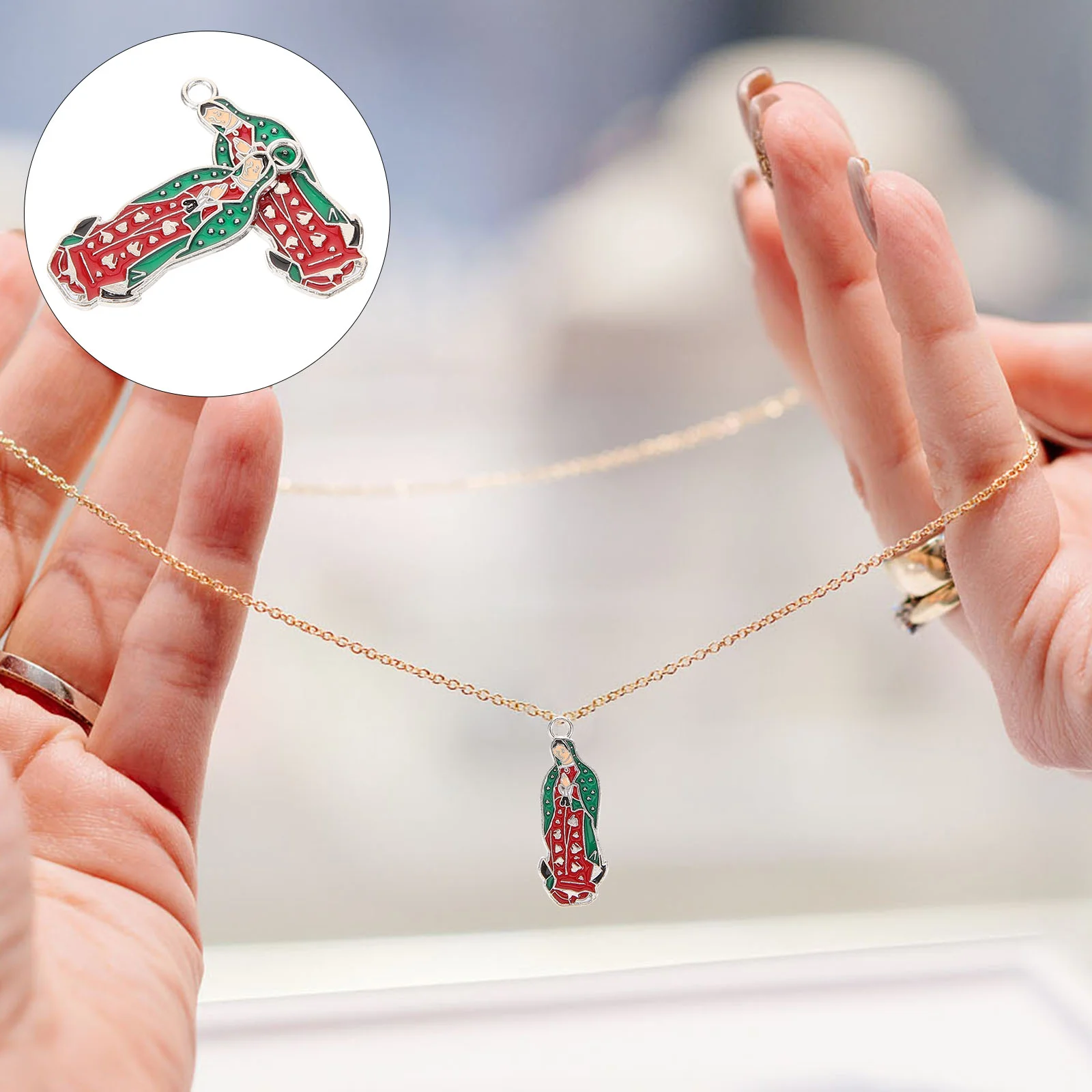 

10 Pcs DIY Accessories Our Lady Pendant Mother Jewelry Mary Charms Virgin Maria Beads Alloy Saint for Making