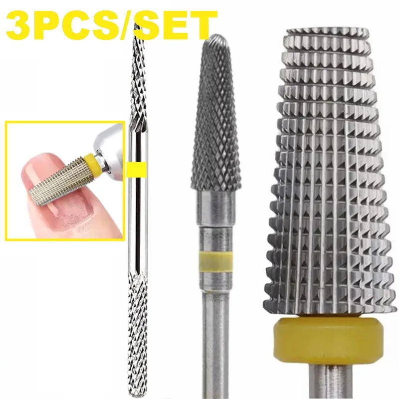1개/3개 전문가용 텅스텐 스틸 다이아몬드 네일 드릴 비트 큐티클 제거 비트, 전기 네일 드릴 호환