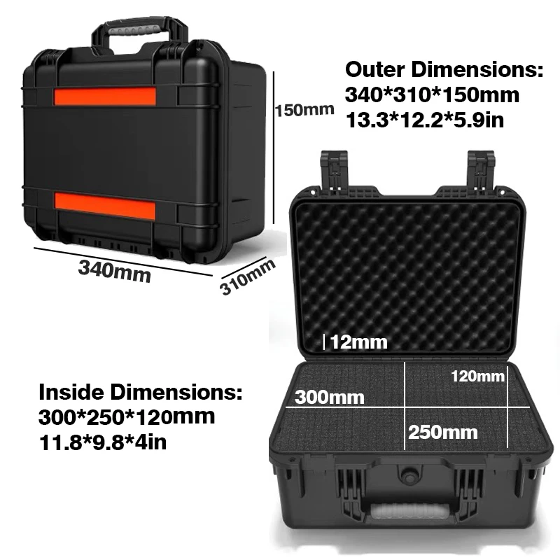 Boîte à outils en plastique, étui rigide étanche, boîte de rangement pour appareil photo, photographie, mallette à outils antichoc, protection de sécurité, organisateur, boîte à outils