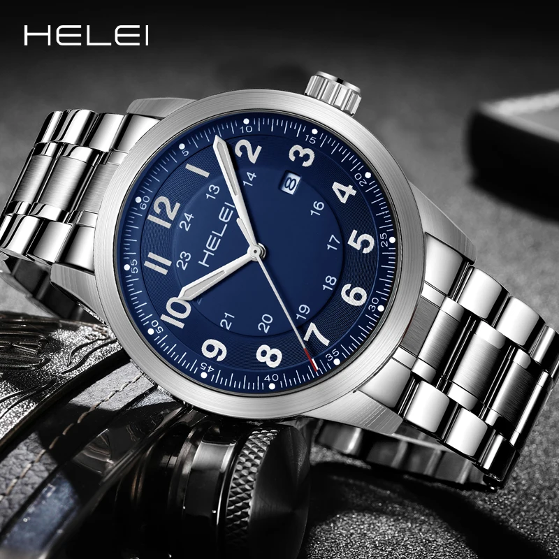 HELEI hot new 2024 digital watch Luo 24-hour watch dial men's quartz watches waterproof men's watches fashion quartz wristwatch